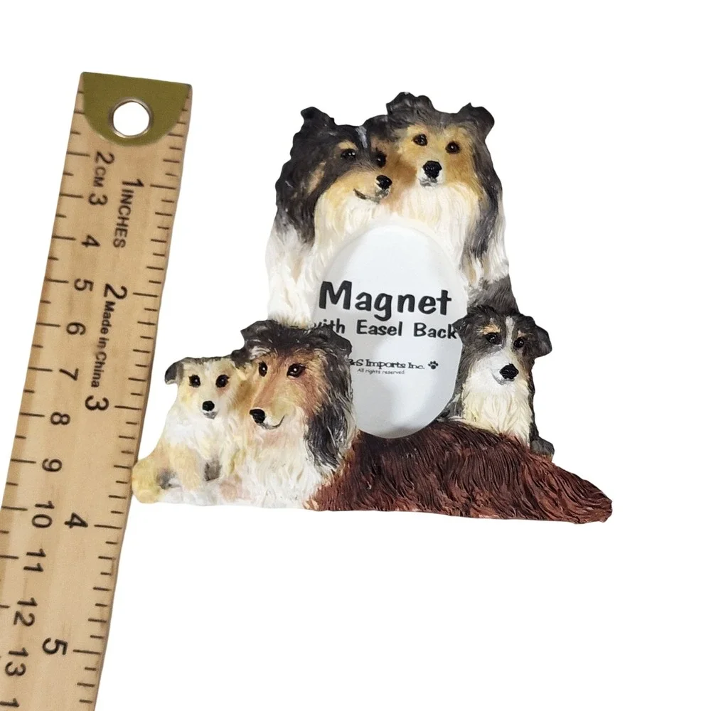 E&S Imports Sheltie Shetland Sheepdog Resin 3D Magnet Easel Back Picture Frame
